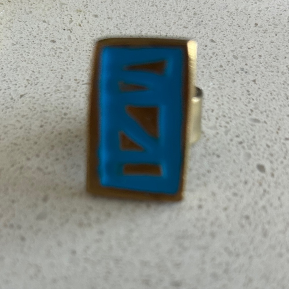 Sami Amin copper and blue enamel Geometric Ring